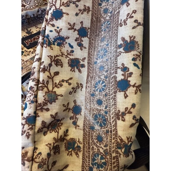 Vintage JanSport Brown Green Backpack: Floral Print. 2 Zippers. 16'x11.5'x5.5' - Picture 11 of 11
